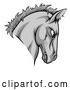 Vector of Aggressive Gray Horse Mascot Head by AtStockIllustration
