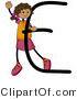 Vector of an Alphabet Letter E with a Stick Figure Girl by BNP Design Studio