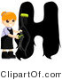Vector of an Alphabet Letter H with a Hair Stylist Girl by BNP Design Studio