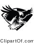 Vector of an American Bald Eagle Flying over a Badge - Black and White Version by Chromaco