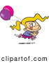 Vector of an Excited Cartoon Girl Running with Pink and Purple Birthday Party Balloons by Toonaday