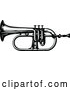 Vector of an Old Black and White Bugle Horn by Prawny Vintage
