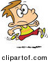 Vector of an Unsure Cartoon Boy Running Track by Toonaday