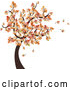 Vector of Autumn Tree and Leaves Falling by MilsiArt