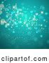 Vector of Background of Gold Stars and Bokeh Flares on Turquoise by KJ Pargeter