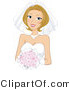 Vector of Beautiful Young Bride Wearing Gown While Holding a Flower Bouquet by BNP Design Studio