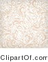 Vector of Beige and White Vines Background Pattern with Flourishes by OnFocusMedia