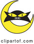Vector of Black Cat's Face with a Yellow Crescent Moon by Andy Nortnik