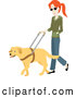 Vector of Blind White Lady Walking with a Yellow Labrador Guide Dog by Rosie Piter