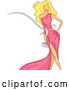 Vector of Blond White Lady Wearing a Pink Dress, a Measuring Tape Circling Her Waist by BNP Design Studio