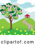 Vector of Blossoming Tree near a House in the Spring by Kaycee
