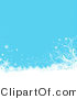 Vector of Blue Background with Halftone Dots, White Floral Grunge and Snowflakes by KJ Pargeter