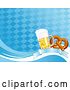 Vector of Blue Diamond Oktoberfest Background of Beer and a Soft Pretzel on a Banner by Pushkin