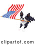 Vector of Boston Terrier or French Bulldog Running with an American Flag by Pushkin