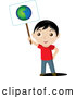Vector of Boy Holding Ecology Planet Earth Sign by Rosie Piter