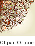 Vector of Brown, Orange and Green Swirly Vines over Beige Background Design by OnFocusMedia