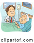 Vector of Brunette Male Doctor Visiting with an Elderly Patient by BNP Design Studio