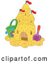 Vector of Bucket and Shovel Beside a Sand Castle with Flags by Visekart