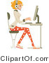 Vector of Business Woman Working on a Computer by BNP Design Studio