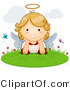 Vector of Cartoon Angel Girl with Butterflies in the Grass by BNP Design Studio
