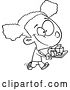 Vector of Cartoon Black and White Black Girl Carrying a Lunch Tray by Toonaday