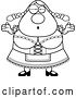 Vector of Cartoon Black and White Careless Shrugging Chubby Oktoberfest German Lady by Cory Thoman