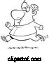 Vector of Cartoon Black and White Chubby Determined Guy Running in a Track Suit by Toonaday