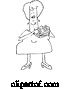 Vector of Cartoon Black and White Chubby Lady Eating a Bologna Sandwich by Djart