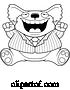 Vector of Cartoon Black and White Fat Business Koala Sitting and Cheering by Cory Thoman