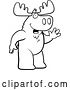 Vector of Cartoon Black and White Friendly Moose Standing and Waving by Cory Thoman