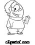 Vector of Cartoon Black and White Happy Chubby Boy Holding a Chocolate Candy Bar by Toonaday