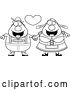 Vector of Cartoon Black and White Happy Oktoberfest Couple Holding Hands Under a Heart by Cory Thoman