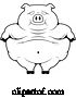Vector of Cartoon Black and White Obese Pig Standing by Cory Thoman