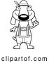 Vector of Cartoon Black and White Waving Skinny German Oktoberfest Dachshund Dog Wearing Lederhosen by Cory Thoman