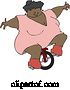 Vector of Cartoon Black Circus Fat Lady Riding a Unicycle by Djart