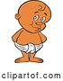 Vector of Cartoon Black Innocent Toddler Boy Standing in a Diaper by LaffToon