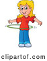 Vector of Cartoon Blond Girl Playing with a Hula Hoop by Visekart