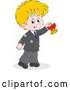 Vector of Cartoon Blond School Boy Ringing a Bell by Alex Bannykh
