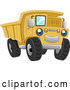 Vector of Cartoon Blue Eyed Yellow Dump Truck Character by BNP Design Studio