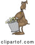 Vector of Cartoon Brown Dog Carrying a Garbage Can of Bones by Djart