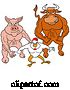 Vector of Cartoon Buff Bull, Chicken and Pig Flexing Their Muscles by LaffToon