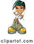 Vector of Cartoon Casual Short Haired Black Teen Girl Holding a Graffiti Spray Paint Can by Clip Art Mascots