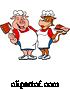 Vector of Cartoon Chef Pig and Cow with Ribs and Brisket by LaffToon