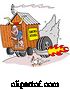 Vector of Cartoon Chicken Running from a Pig on a Hot Rod Smoke House Shack by LaffToon