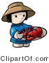 Vector of Cartoon Chinese Girl Carrying Lobster on Plate by Leo Blanchette