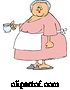 Vector of Cartoon Chubby Lady Wearing an Apron and Holding a Tea Cup by Djart