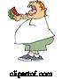Vector of Cartoon Chubby Red Haired White Boy Ready to Devour a Watermelon by Djart