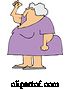 Vector of Cartoon Chubby Senior White Lady Holding up a Fist, with Her Arms Sagging by Djart