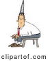 Vector of Cartoon Chubby White Businessman Wearing a Dunce Hat and Sitting on a Stool by Djart