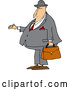 Vector of Cartoon Chubby White Debt Collector or Business Man Holding His Hand out for Payment by Djart